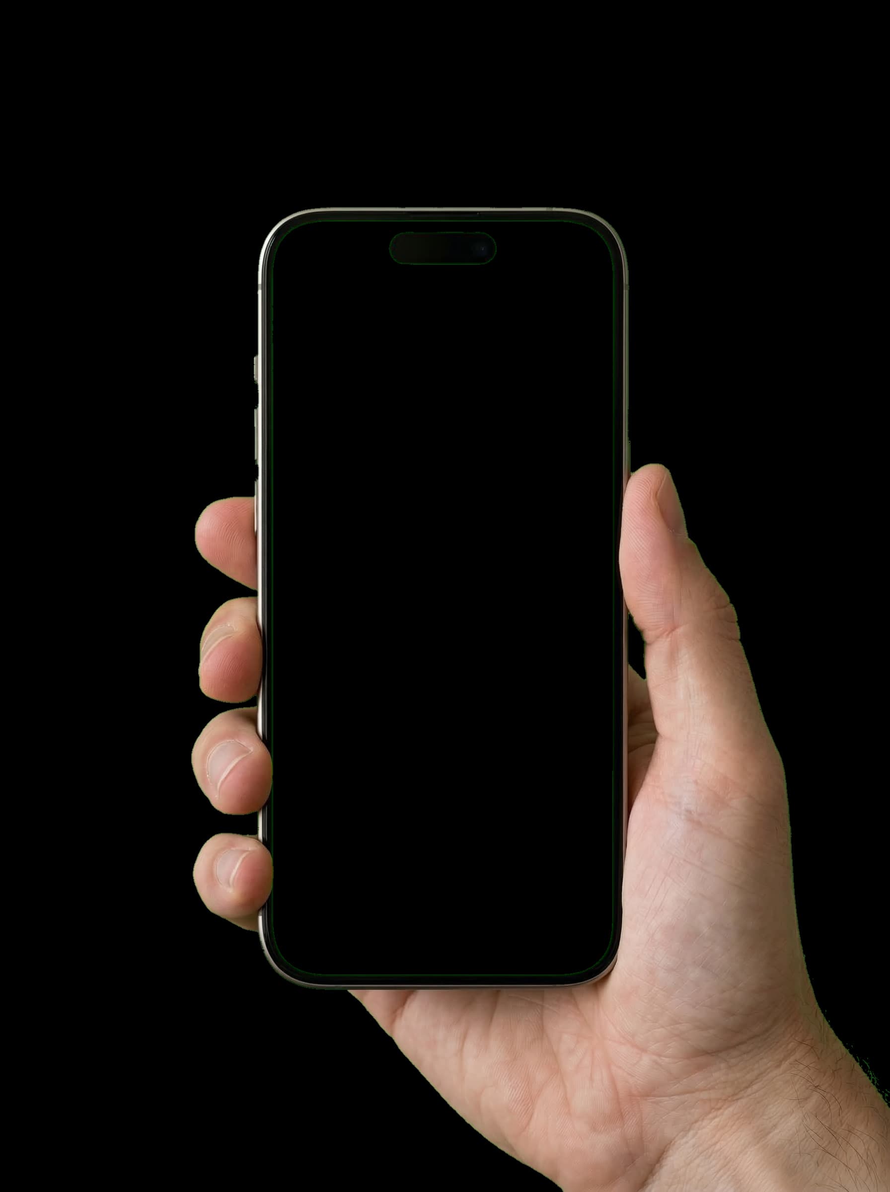 Hand holding iPhone showing Scribario AI social media bot creating a post in Telegram